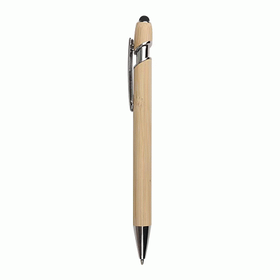 Multiple styles Custom Branded Tropical Bamboo Incline Pen With Stylus — Printed With Your Logo 
