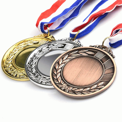 Manufacturer Cheap Printing Sports Award Medals Gold Silver Bronze Winner Medals With Neck Ribbon Lanyard  
