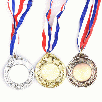 Manufacturer Cheap Printing Sports Award Medals Gold Silver Bronze Winner Medals With Neck Ribbon Lanyard  
