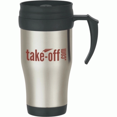 Customized 16 oz Stainless Steel Promotional Travel Mug w/ Slide Action Lid - Good product from ProductClub 