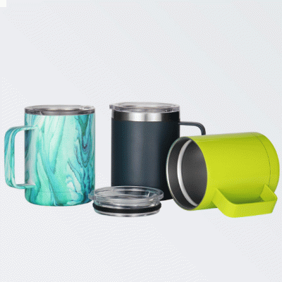 Customized 304SUS Office Water Cup Vacuum Handle Coffee Cup 12oz Mug With Lid-Good product from ProductClub 