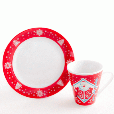 Hot Sale Custom Full Color Ceramic Cake Plate Cake Shovel Ceramic Plate Set for Christmas Festival Gift-Good products from ProductClub 