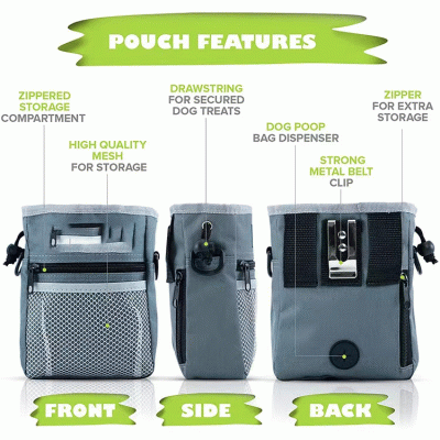 RPET multifunctional pet snack bag with built-in toilet bag 