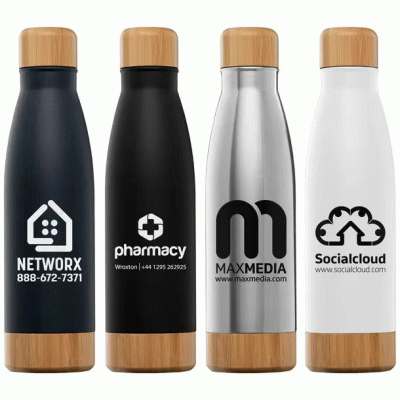 ECO-Friendly 22 oz. Firth Stainless Steel Bottle with Bamboo Trim-Printed With Your Logo 