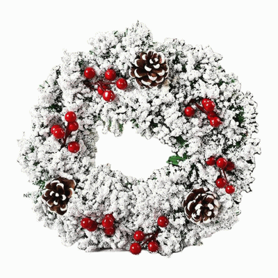 High Quality Artificial Pine Garland With Red Berries Cones Christmas Wreath  