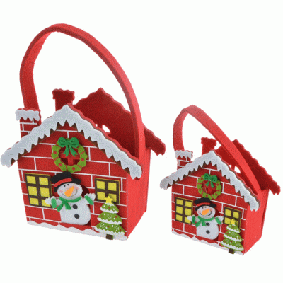 Amazon Hot Sale Felt Christmas Candy Bag Santa's House Fancy Gift Bags  