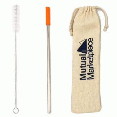 Custom Branded Reusable Straw w/ Cleaning Kit — Printed With Your Logo 