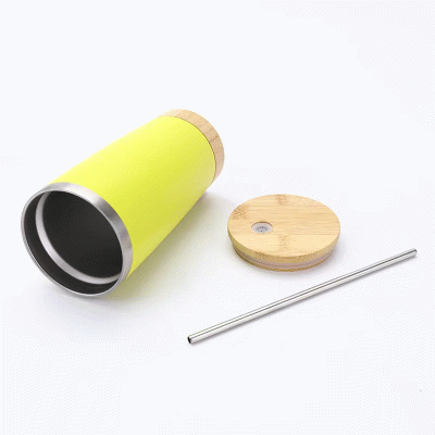 Custom Branded 20 oz Stainless Steel Tumbler with Bamboo Lid & Straw — Printed With Your Logo 