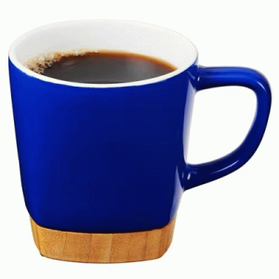 Custom Branded 11 oz. Ceramic Mug with Removable Bamboo Coaster Bottom — Printed With Your Logo 