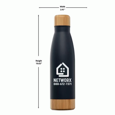 ECO-Friendly 22 oz. Firth Stainless Steel Bottle with Bamboo Trim-Printed With Your Logo 