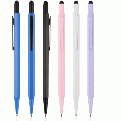 Customized Press Type Ballpoint Pen, Creative Hexagonal Advertising Pen, Multifunctional Touch Screen Head Push Metal Pen-Good product from ProductClub 