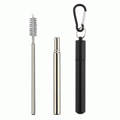 Portable folding metal straw set-Printed With Your Logo 