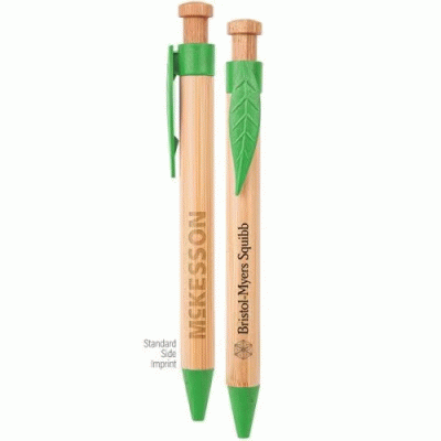 Custom Branded The Camden Bamboo Retractable Wheat Straw Eco-Pen — Printed With Your Logo 