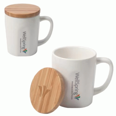 Custom Branded Chic Mug With Bamboo Lid — Printed With Your Logo 