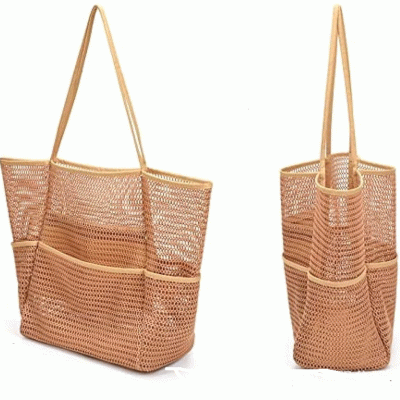 Customized Mesh Beach Multi Pocket Handbag for Traveling Swimming  Portable Casual Large Capacity Women's Shoulder Bag-Good products from ProductClub 
