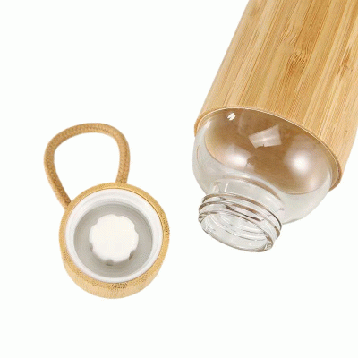 Cross border New Style Eco-Friendly Bottle Sleeve Glass Water Bottle with Bamboo Lid-Good products from ProductClub 