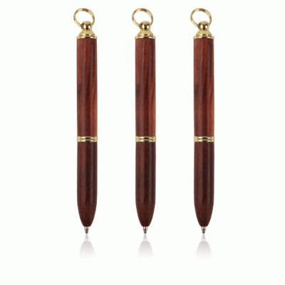 Popular Promotions Mini Pen Keychain Ballpoint Pen. Wooden and Brass Metal Pen, Small and Cute Convenient to Carry Pendant Pen Pocket Pen-Good product from ProductClub 