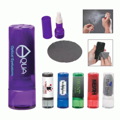 Perfect Promotional Gift-Custom Branded 1 Oz. Cleaning Spray With Microfiber Cloth — Printed With Your Logo 