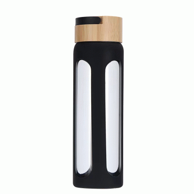 Minimalist Creative Custom Portable Silicone Bottle Sleeve Outdoor Glass Bottles with Bamboo Lid-Good products from ProductClub 