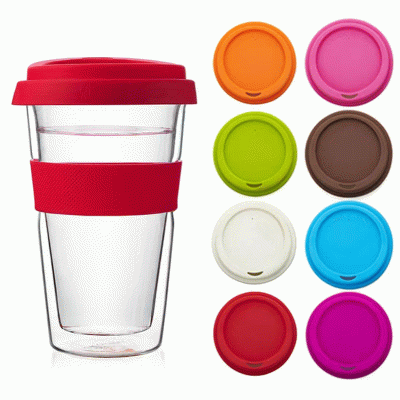 Promotion Custom Double Wall Borosilicate Glass Coffee Cups with Silicone Bottle Sleeve & Lid-Good products from ProductClub 