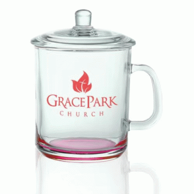 Perfect Promotional Gift-Custom Branded 15 oz. Glass Tea Cups with Lids — Printed With Your Logo 