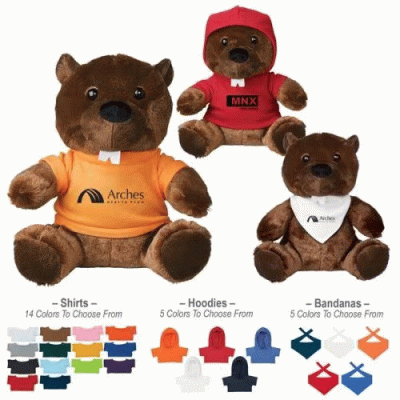 Customize various plush toys-Custom Branded 8 1/2" Bucky Beaver — Printed With Your Logo 