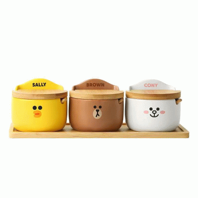 Hot selling Kitchen Bamboo Lid Seasoning Set 