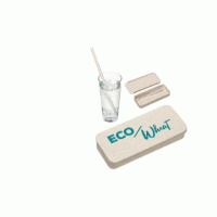 Custom Branded Eco Wheat Straw Kit With Cleaning Brush — Printed With Your Logo