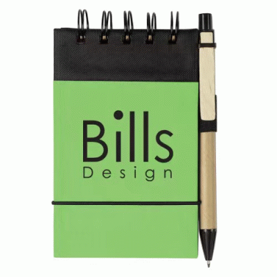 Branded Eco-Inspired Spiral Jotter & Pen — Printed With Your Logo 