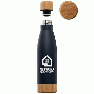 ECO-Friendly 22 oz. Firth Stainless Steel Bottle with Bamboo Trim-Printed With Your Logo 
