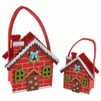 Amazon Hot Sale Felt Christmas Candy Bag Santa's House Fancy Gift Bags  