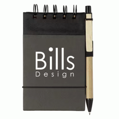 Branded Eco-Inspired Spiral Jotter & Pen — Printed With Your Logo 