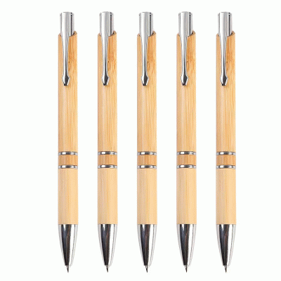 Multiple styles Custom Branded Tropical Bamboo Incline Pen With Stylus — Printed With Your Logo 