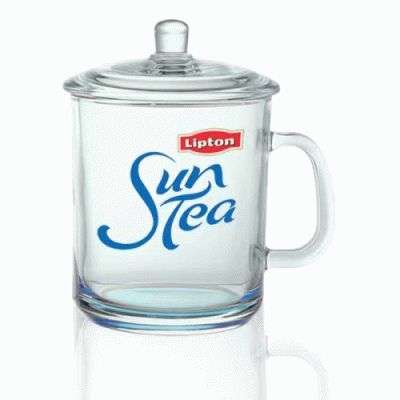 Perfect Promotional Gift-Custom Branded 15 oz. Glass Tea Cups with Lids — Printed With Your Logo 