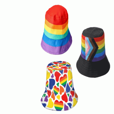 Rainbow Flag Hat Sunshade and Sunscreen Fisherman Hat LGBT Festival Decoration Customization 