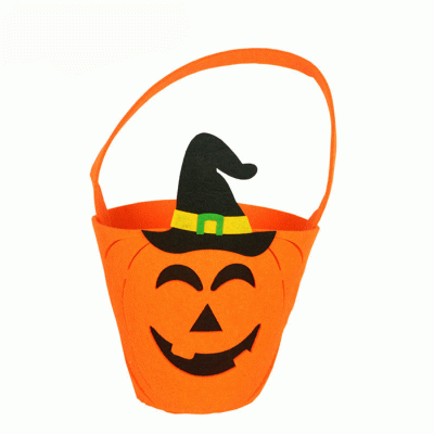 High Quality Felt Halloween Pumpkin Bag Tote Bag Candy Bag Treat Or Trick  