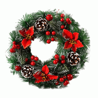 High Quality Artificial Pine Garland With Red Berries Cones Christmas Wreath  