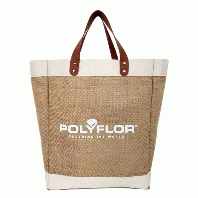 Hot Sale Cotton Jute Shopper Bags Tote Bag with Pu Handles-Good products from ProductClub 