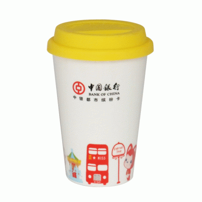 Customized Bank Gift Ceramic Water Cup Coffee Cup with Silicone Cover-Good products from ProductClub 
