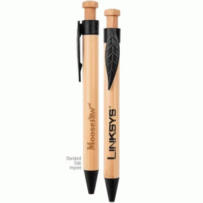 Custom Branded The Camden Bamboo Retractable Wheat Straw Eco-Pen — Printed With Your Logo 