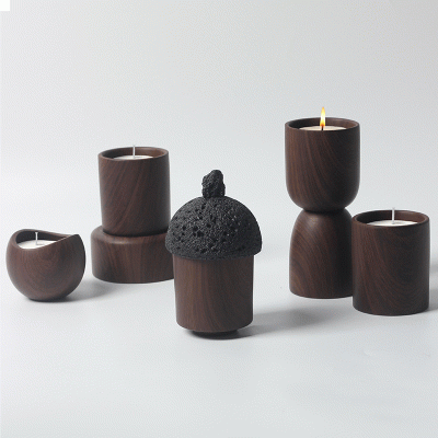High End Wood Grain Aromatherapy Ceramic Candle Cup Candle Holder-Good products from ProductClub 