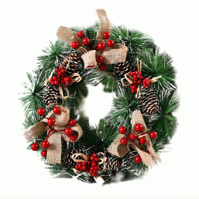High Quality Artificial Pine Garland With Red Berries Cones Christmas Wreath  