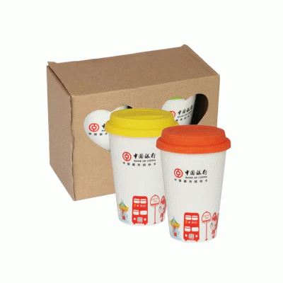 Customized Bank Gift Ceramic Water Cup Coffee Cup with Silicone Cover-Good products from ProductClub 
