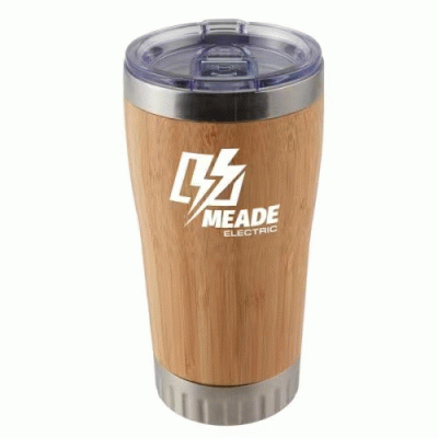 Custom Branded 17 oz Bamboo Stainless Steel Tumbler — Printed With Your Logo 