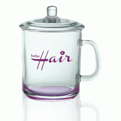Perfect Promotional Gift-Custom Branded 15 oz. Glass Tea Cups with Lids — Printed With Your Logo 