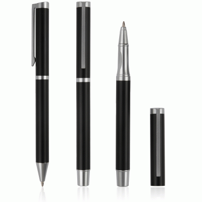Customized Black Signature Pen with Laser Logo Simplicity Metal Pen for Office and Conference Gift SET with Gift Box-Good products from ProductClub 
