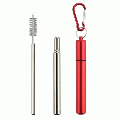 Portable folding metal straw set-Printed With Your Logo 