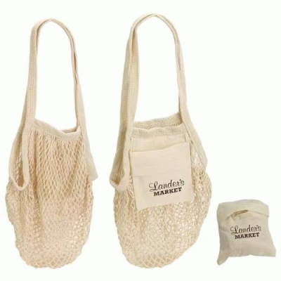 Custom Branded Sonnet Collapsible Cotton Mesh Tote — Printed With Your Logo 