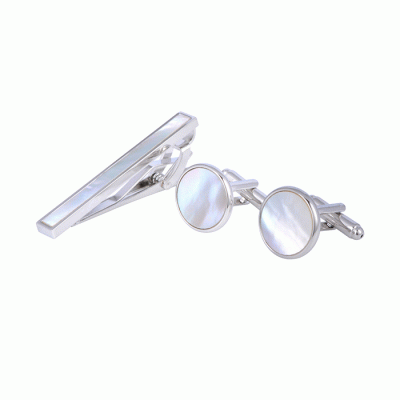 Hot Sale Custom Silver Plated Jewelry Cufflinks And Tie Clip Set  