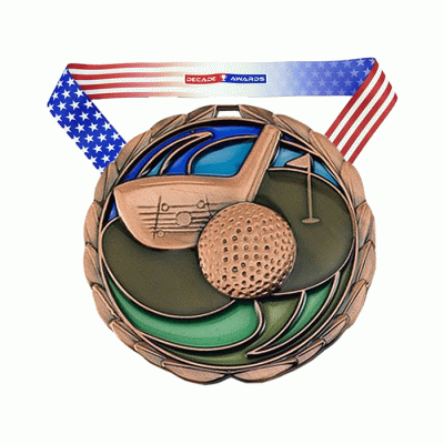 China Manufacturer 3d Designs Award Medals Custom Golf Medal With Ribbon  